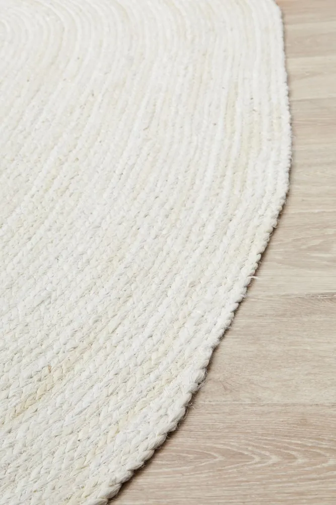 Bondi White Hand-Braided Jute Oval Rug