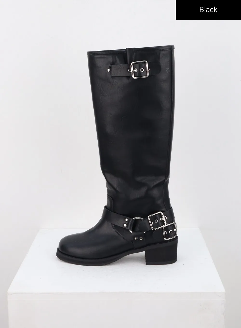 Buckle Faux Leather Boots CN315