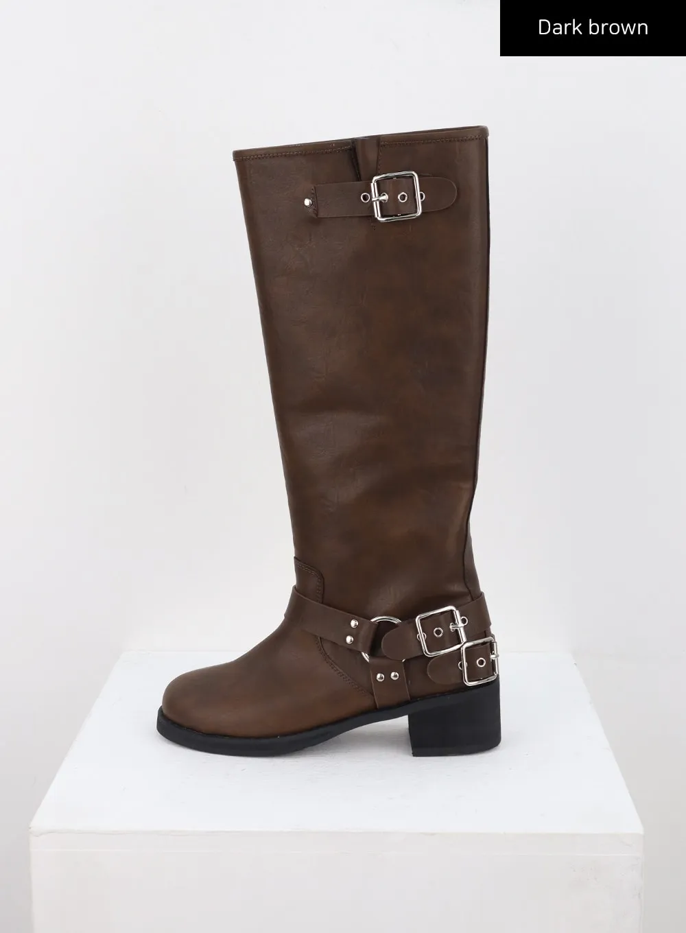 Buckle Faux Leather Boots CN315