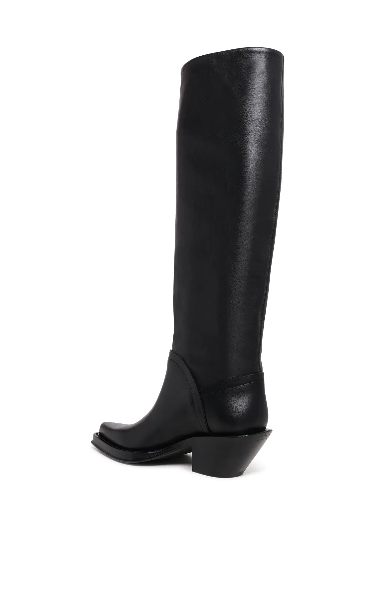 Camero Knee-High Cowboy Boot in Black Leather