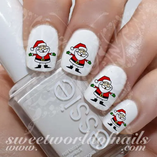 Christmas Nails Cute Santa Nail water decals