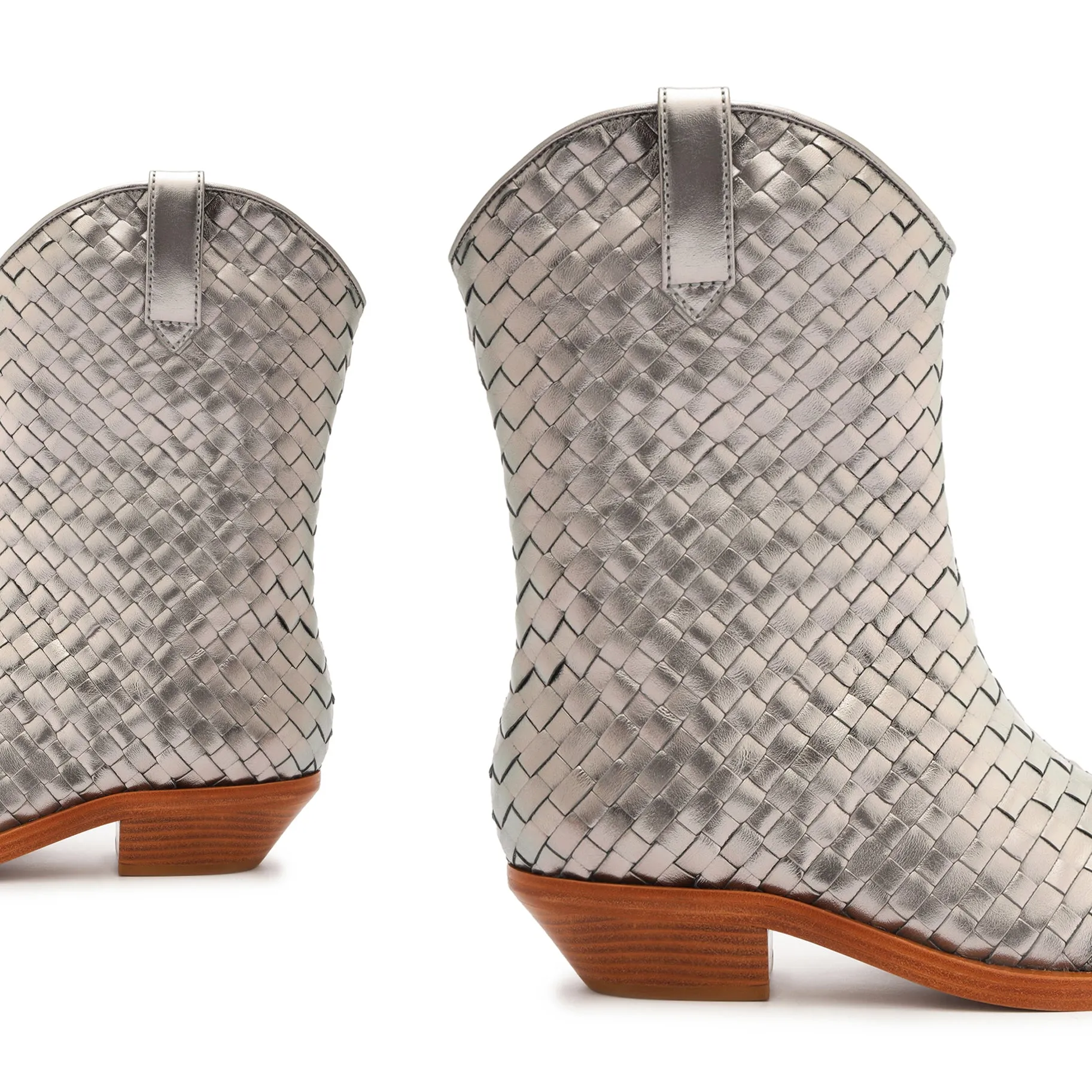 Cicera Woven Metallic Leather Bootie