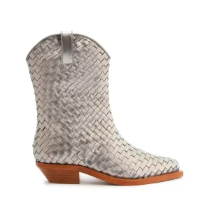 Cicera Woven Metallic Leather Bootie