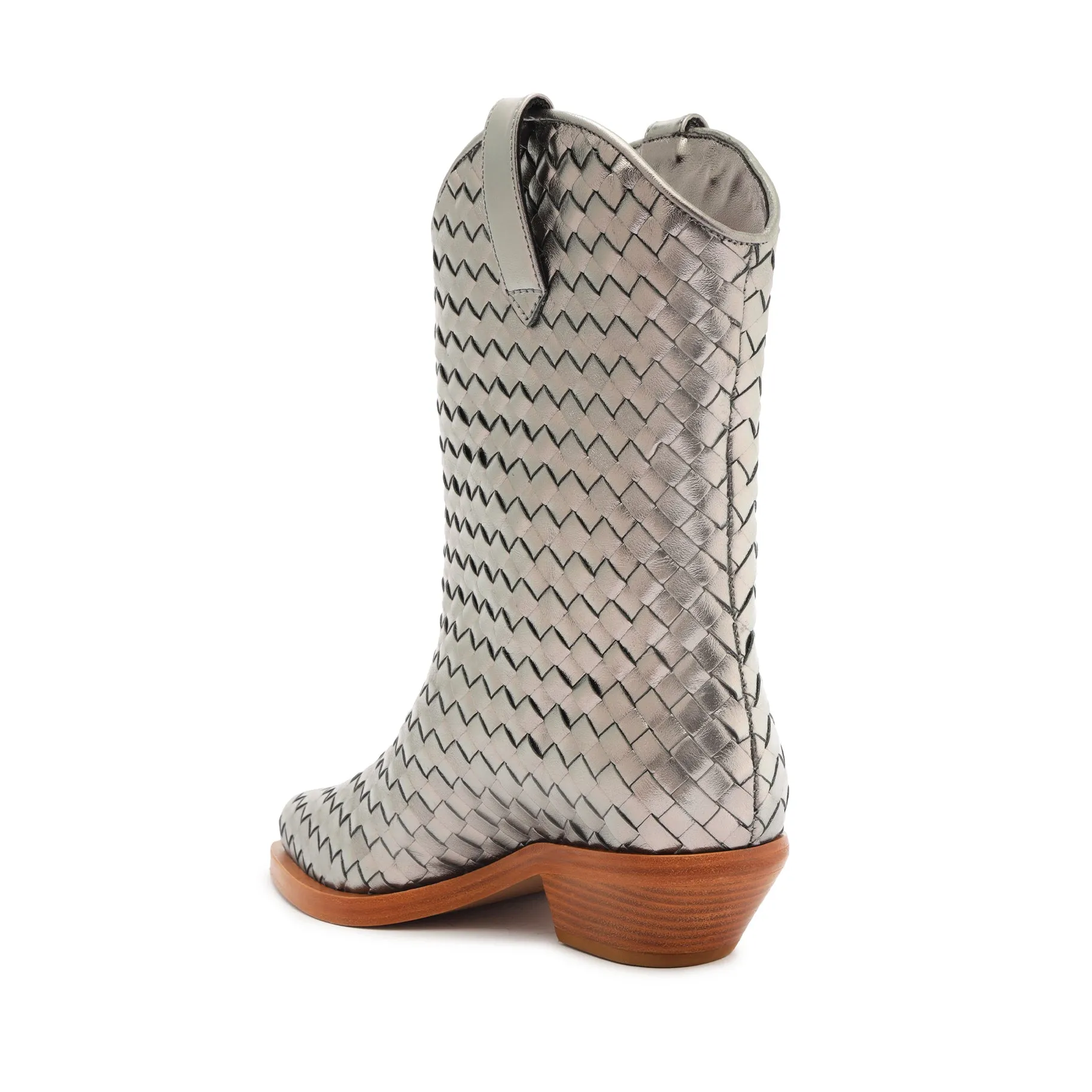 Cicera Woven Metallic Leather Bootie