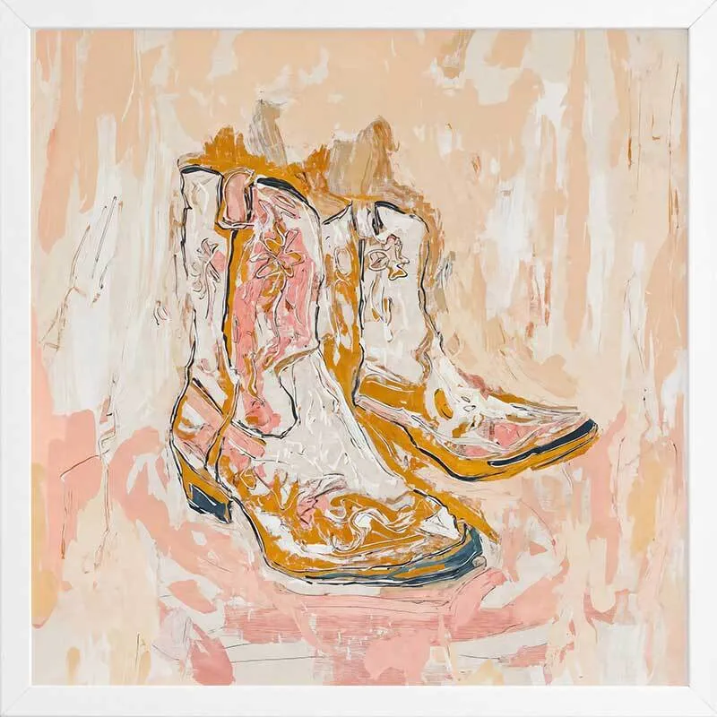 Cowboy Boots at Sunset Framed Art Print