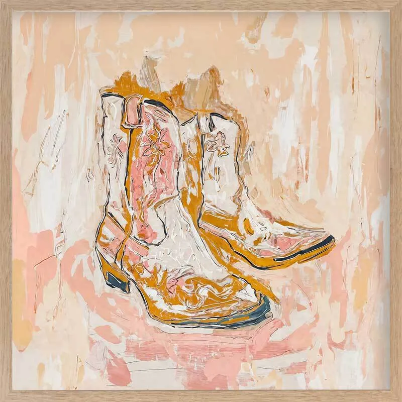 Cowboy Boots at Sunset Framed Art Print