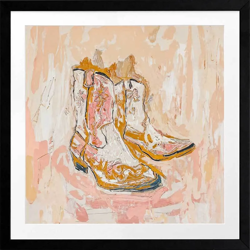 Cowboy Boots at Sunset Framed Art Print