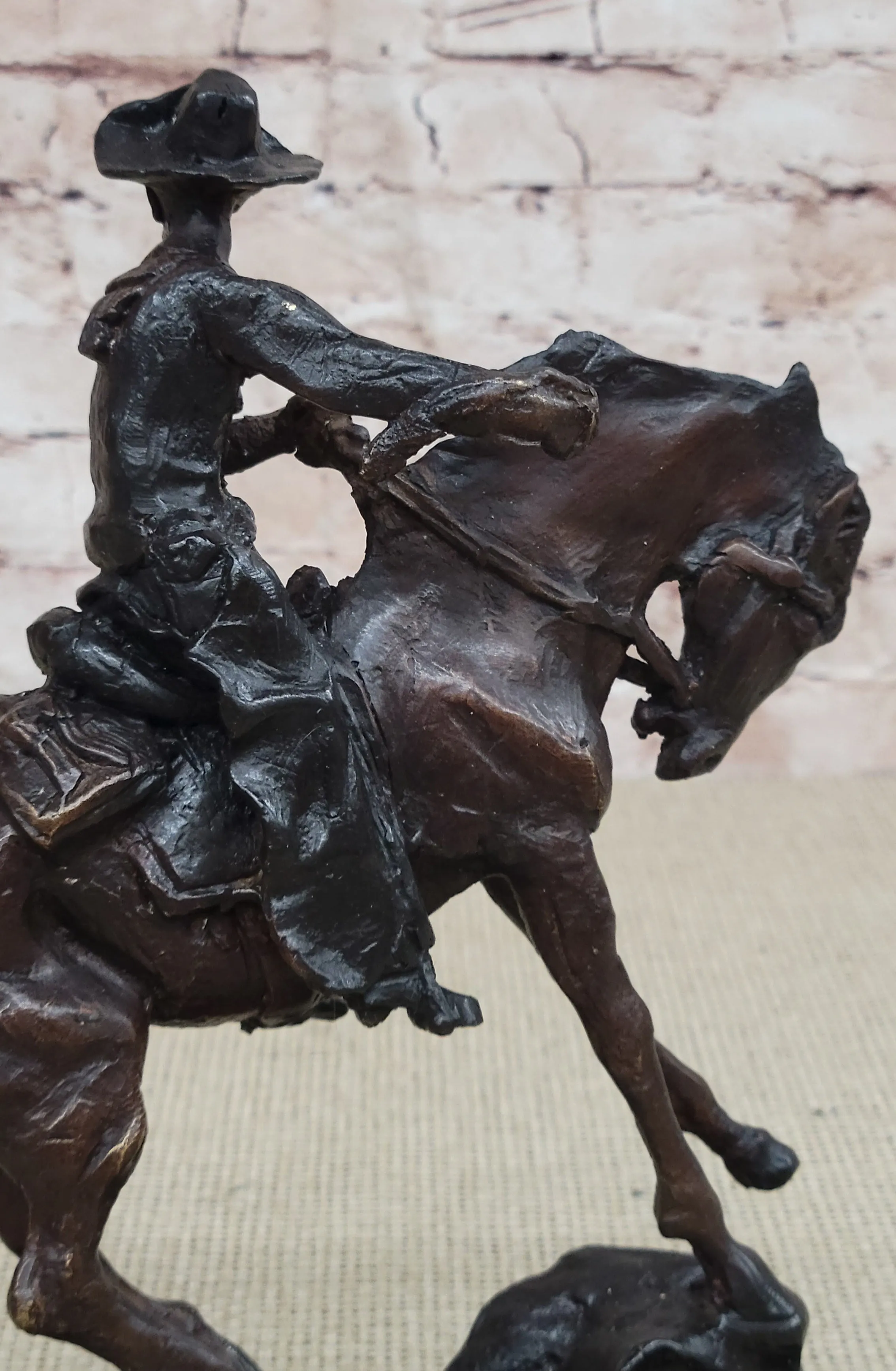 COWBOY" by FREDERIC REMINGTON! DETAILED BRONZE COWBOY & BRONCO! HIS BEST ARTWORK