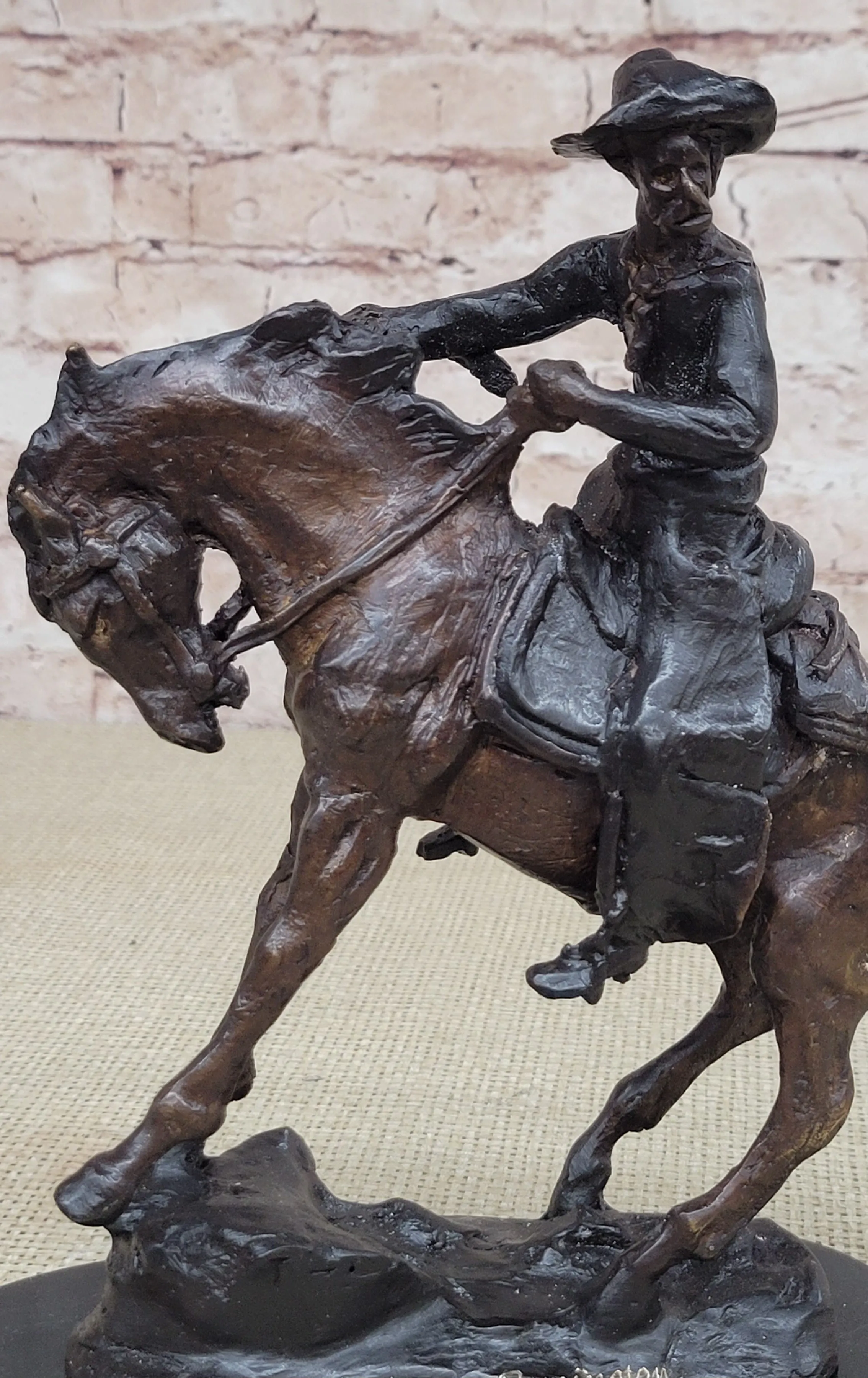 COWBOY" by FREDERIC REMINGTON! DETAILED BRONZE COWBOY & BRONCO! HIS BEST ARTWORK