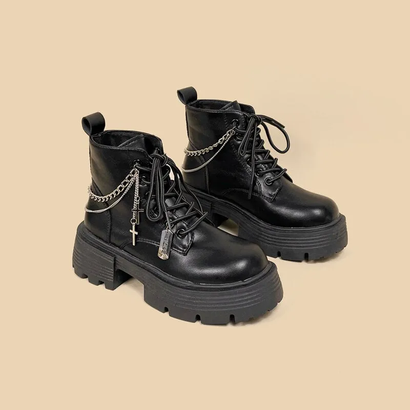 Kawaii Goth Chunky Punk Black Boot Shoe