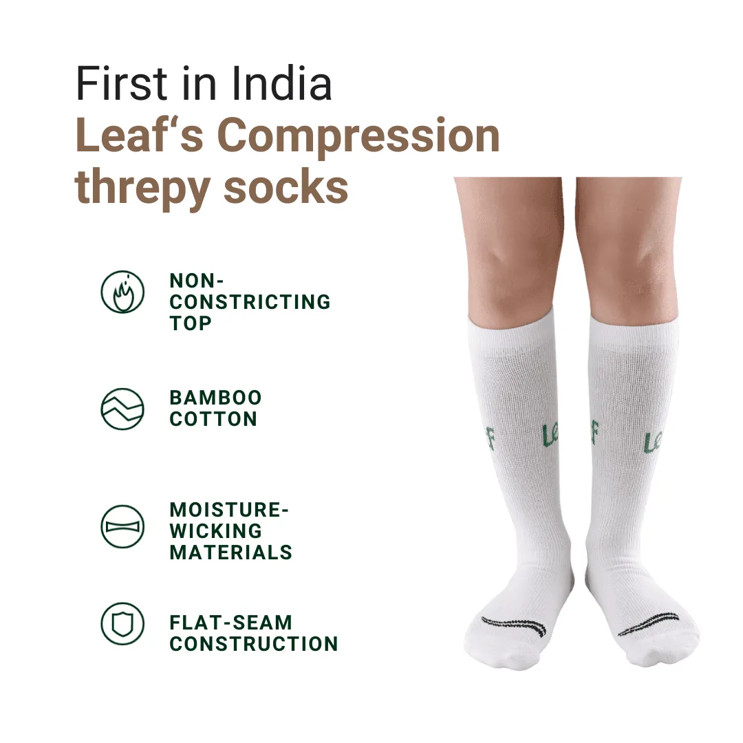 Leaf ortho Compression therapy socks Set of 3 pairs White/Navy/Black