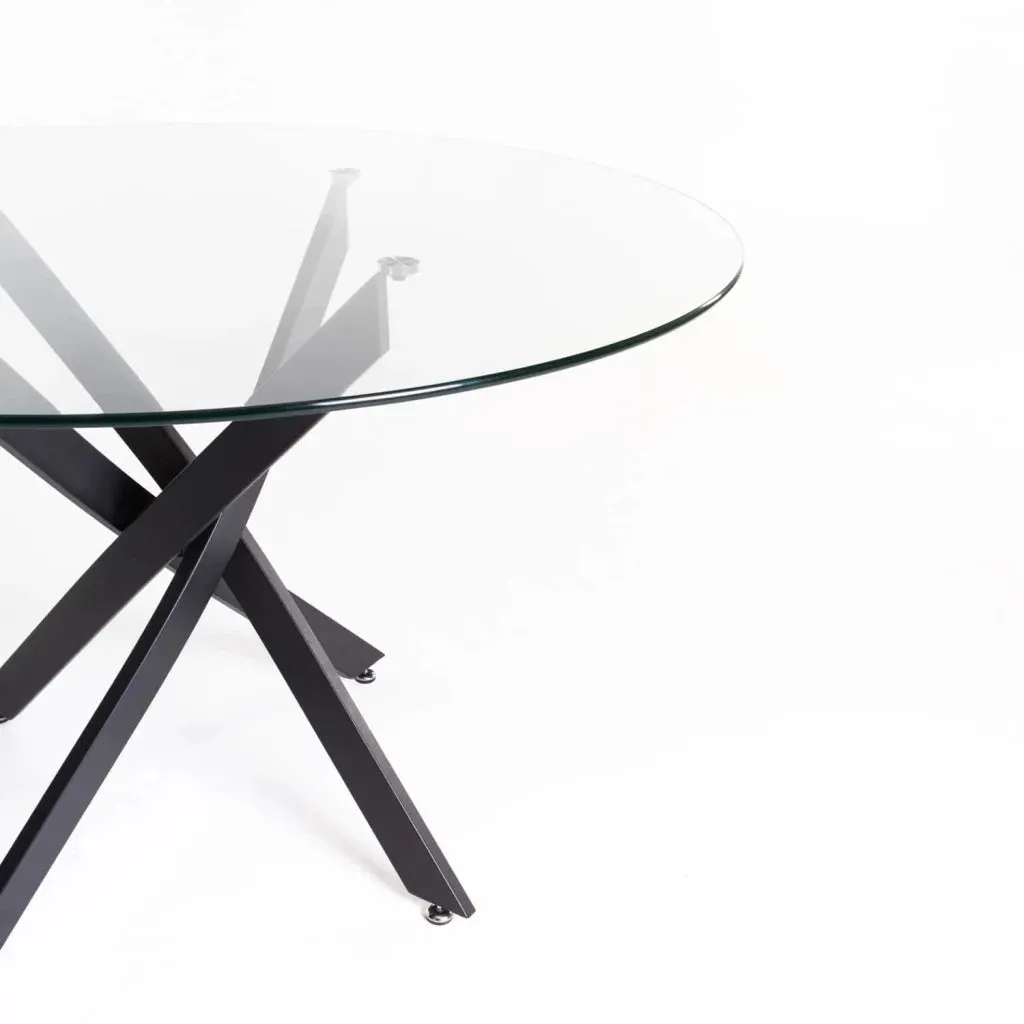 LEN ROUND 10mm GLASS TOP DINING TABLE