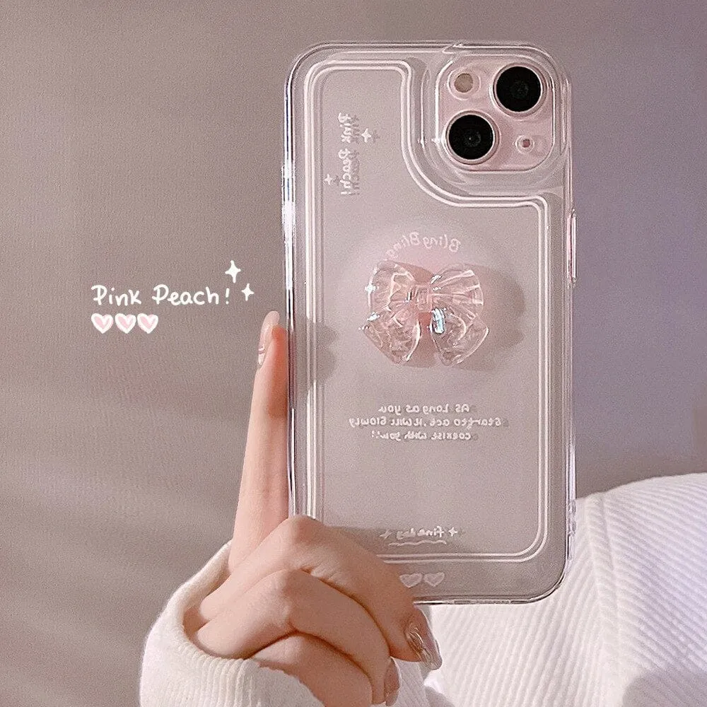 Luxury Sweet Girls Crystal Bow Tie Kawaii Phone Case For iPhone