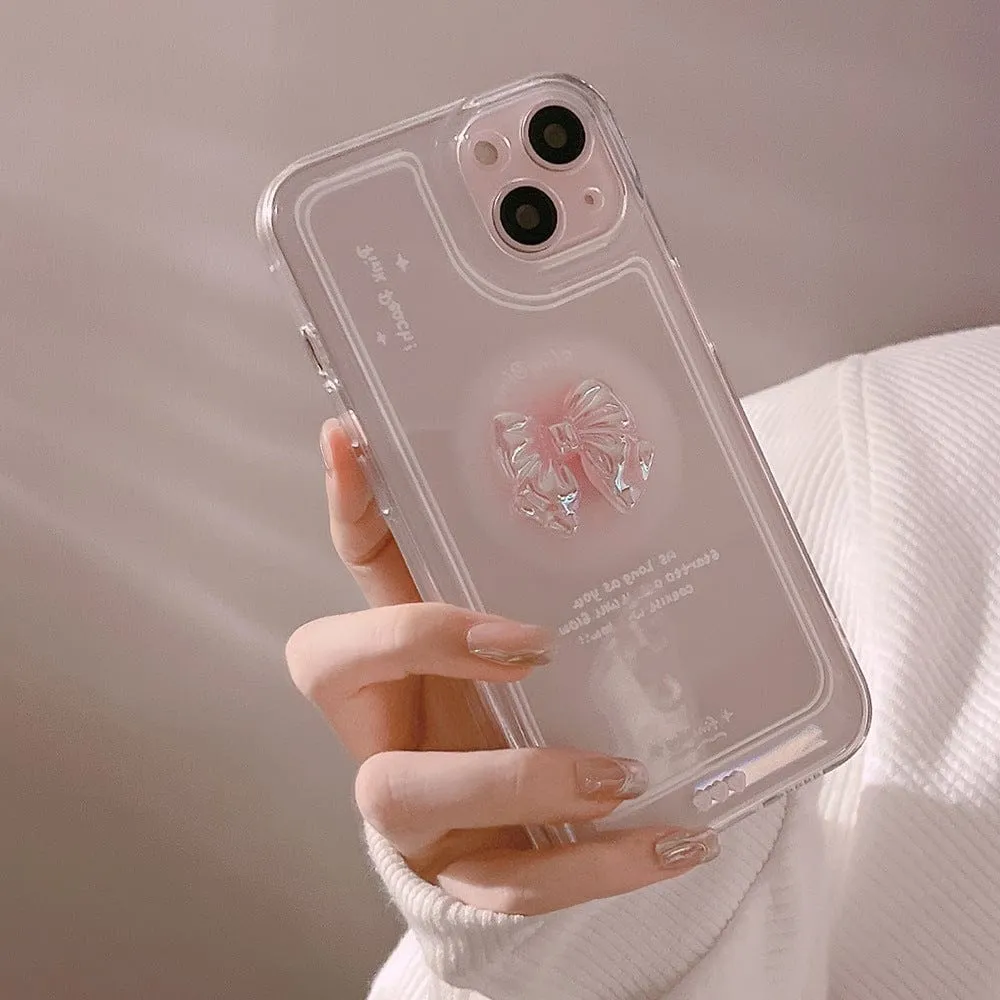 Luxury Sweet Girls Crystal Bow Tie Kawaii Phone Case For iPhone