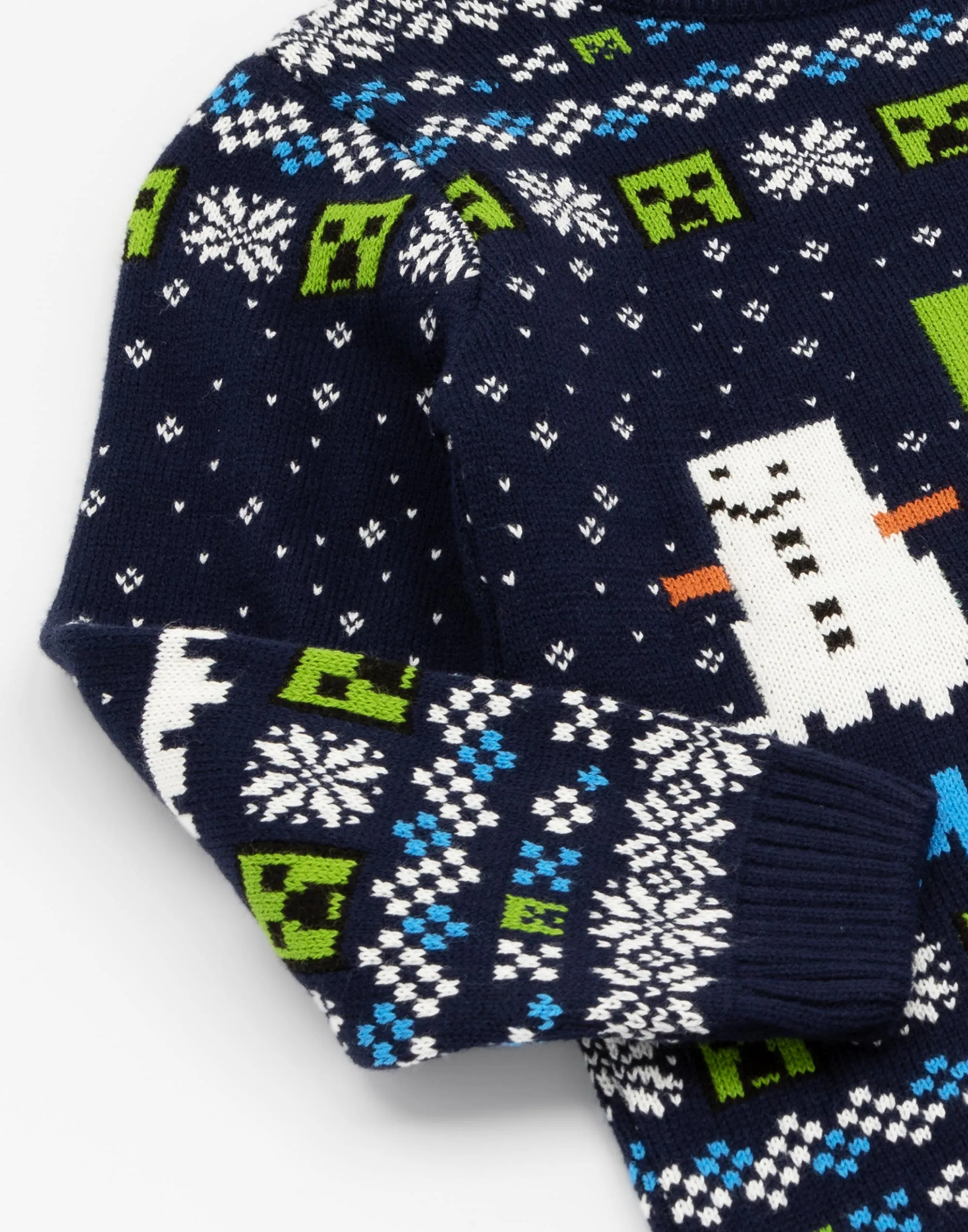 Minecraft Creeper Snow Day Knitted Long Sleeve Christmas Jumper