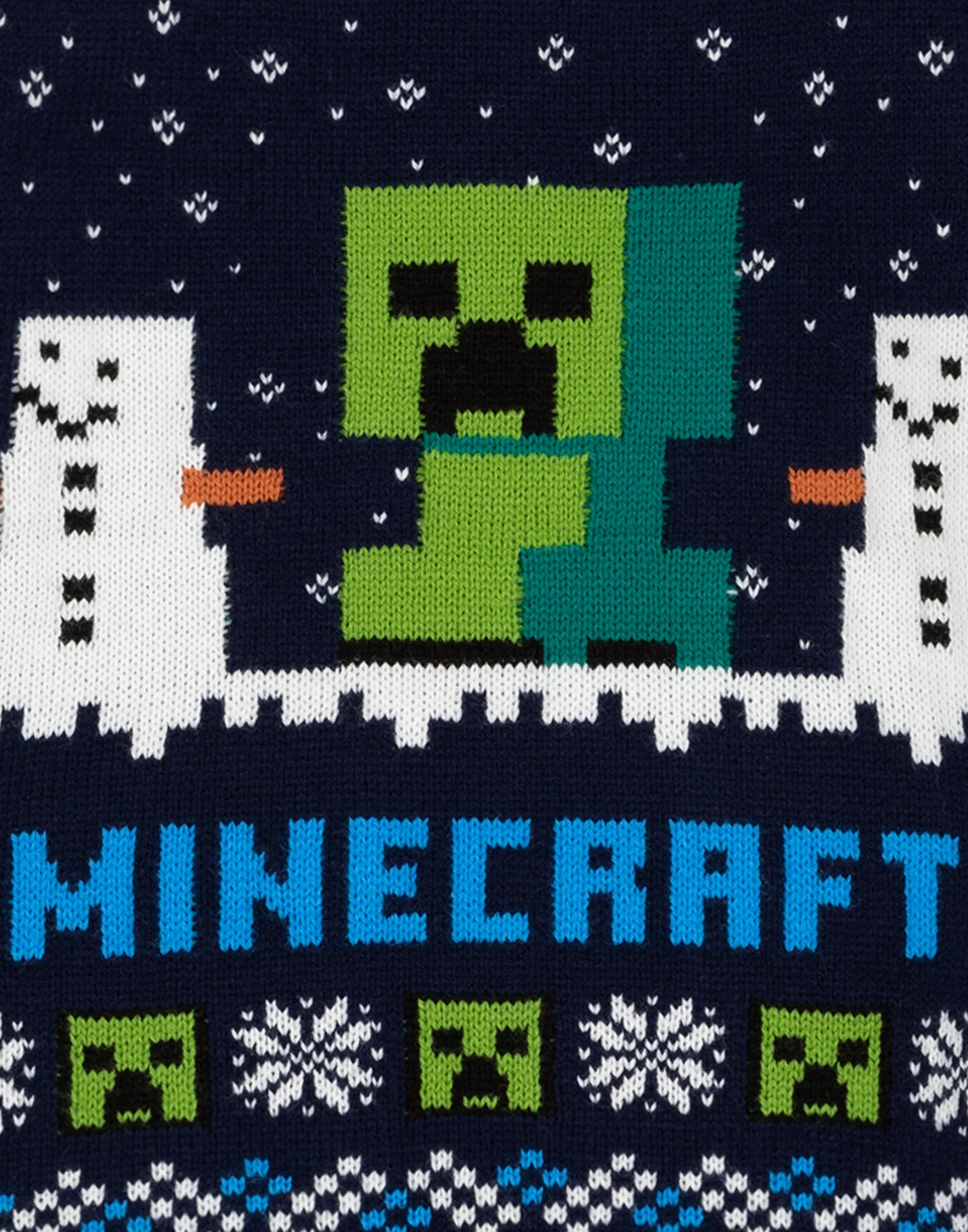 Minecraft Creeper Snow Day Knitted Long Sleeve Christmas Jumper