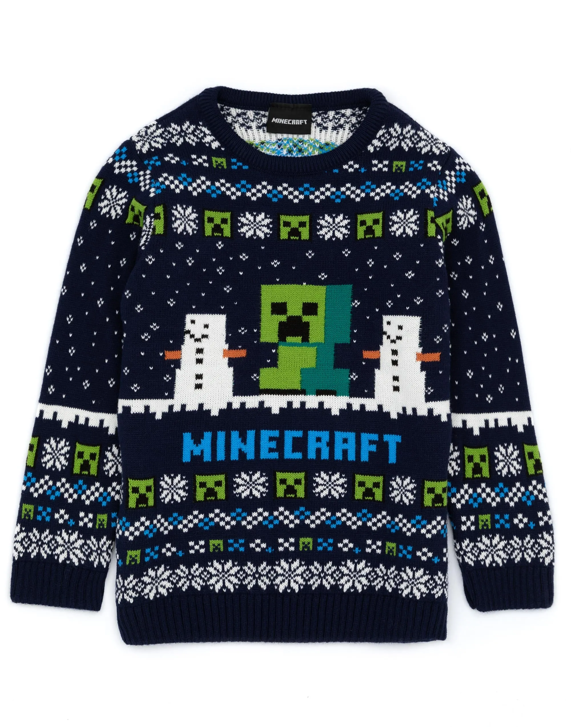 Minecraft Creeper Snow Day Knitted Long Sleeve Christmas Jumper