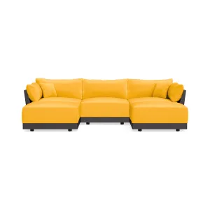 Modular Bondi Black 3-Seater U-Sectional in Marigold | Classic Blend