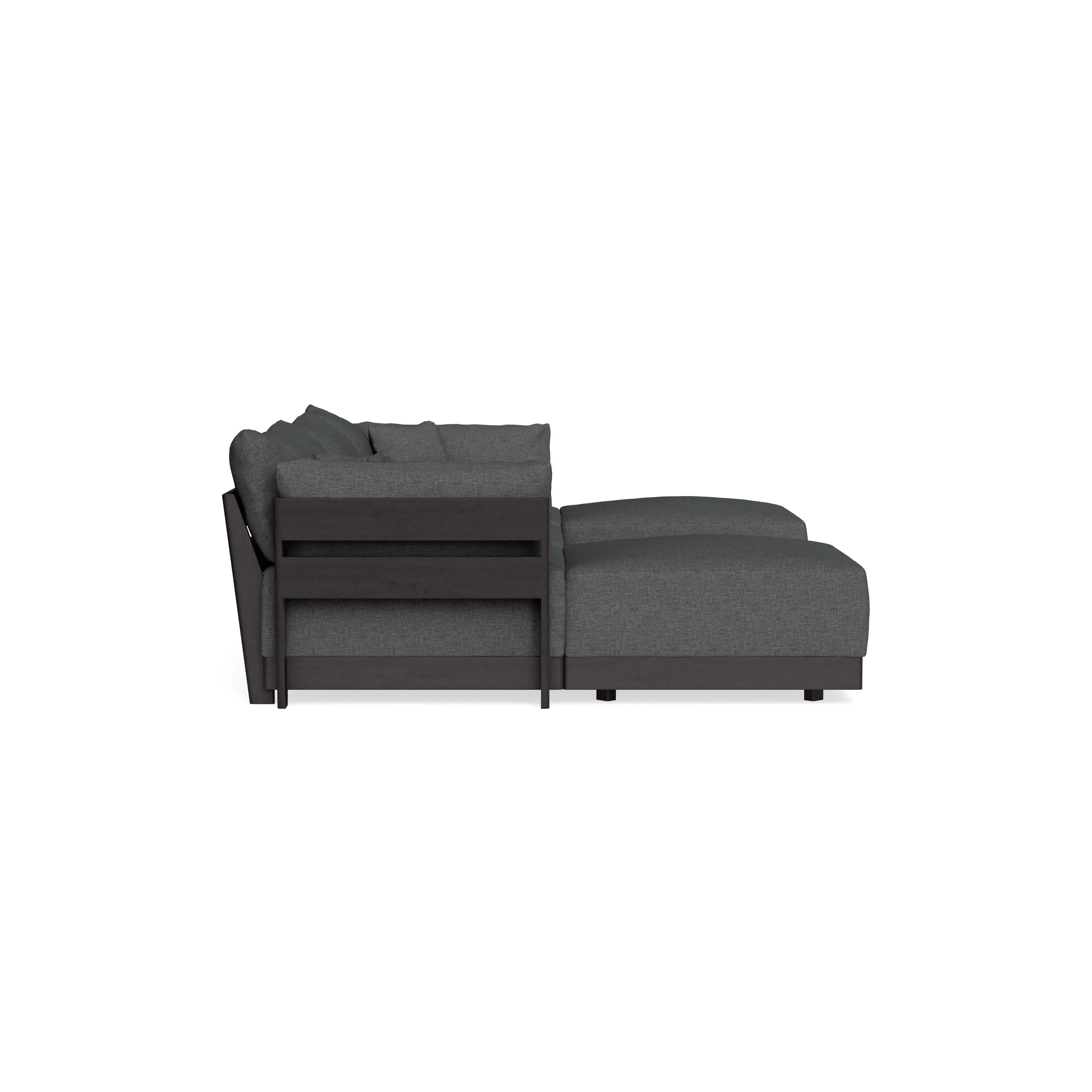 Modular Bondi Black 3-Seater U-Sectional in Pebble | Classic Blend