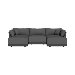 Modular Bondi Black 3-Seater U-Sectional in Pebble | Classic Blend