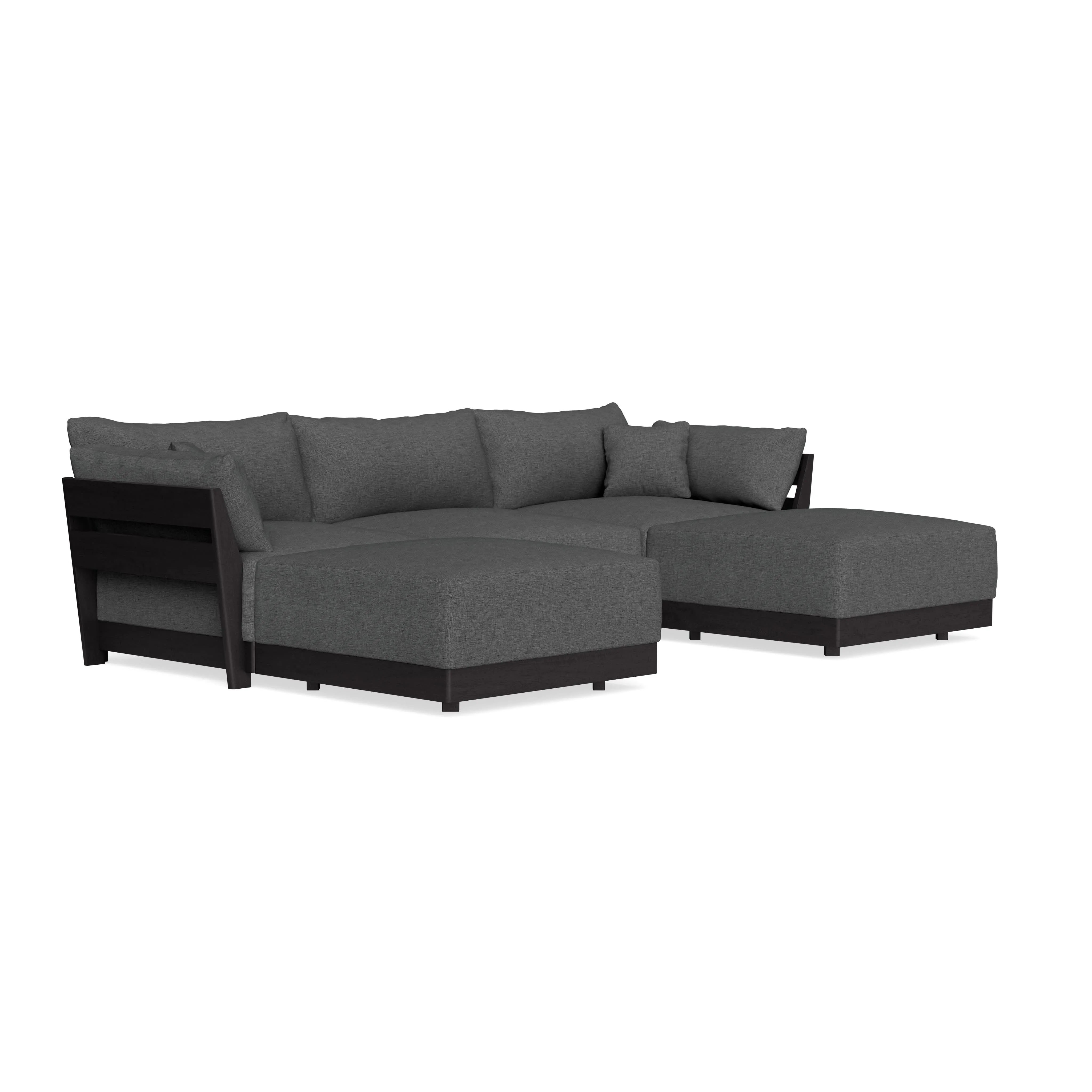 Modular Bondi Black 3-Seater U-Sectional in Pebble | Classic Blend