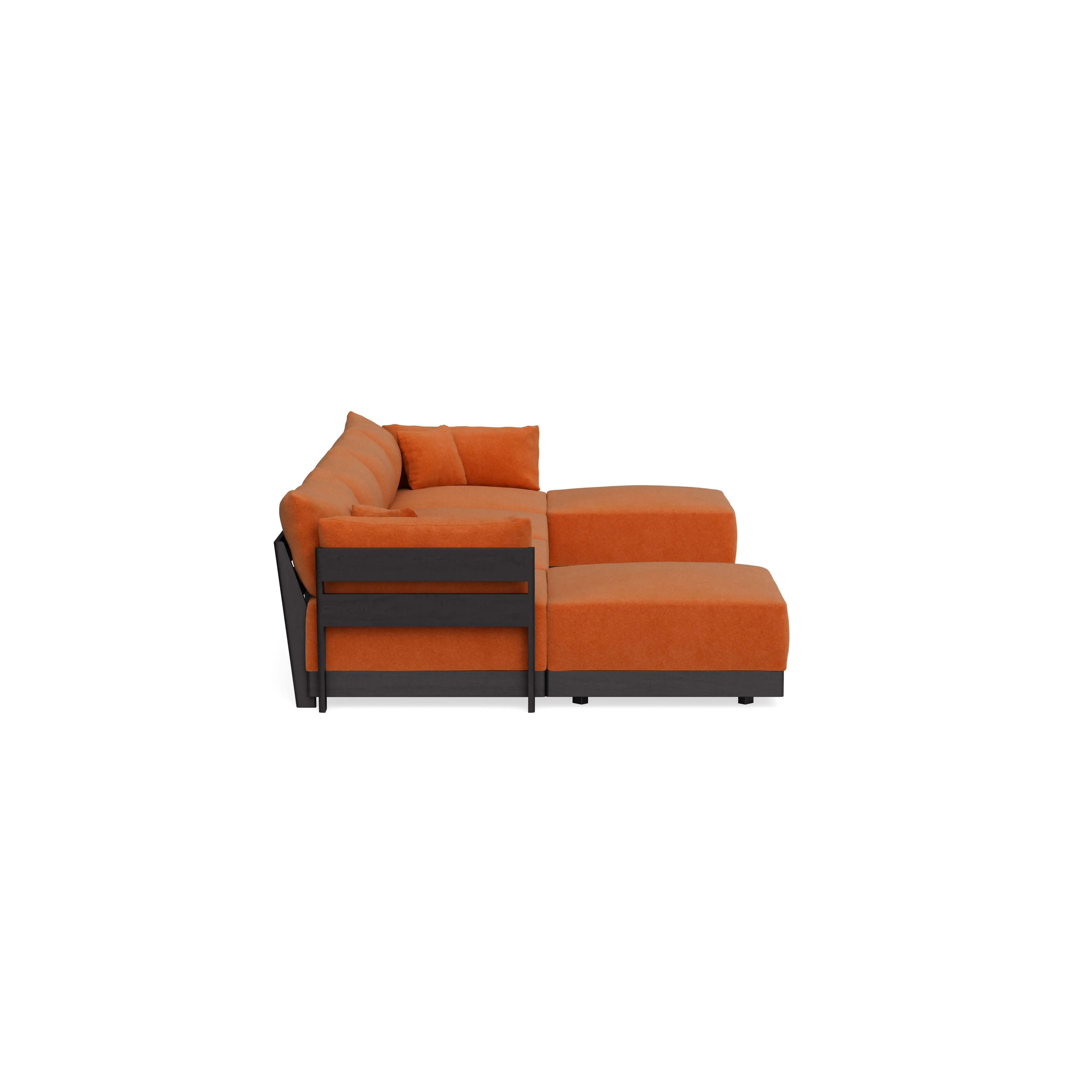 Modular Bondi Black 4-Seater U-Sectional in Terracotta | Classic Blend