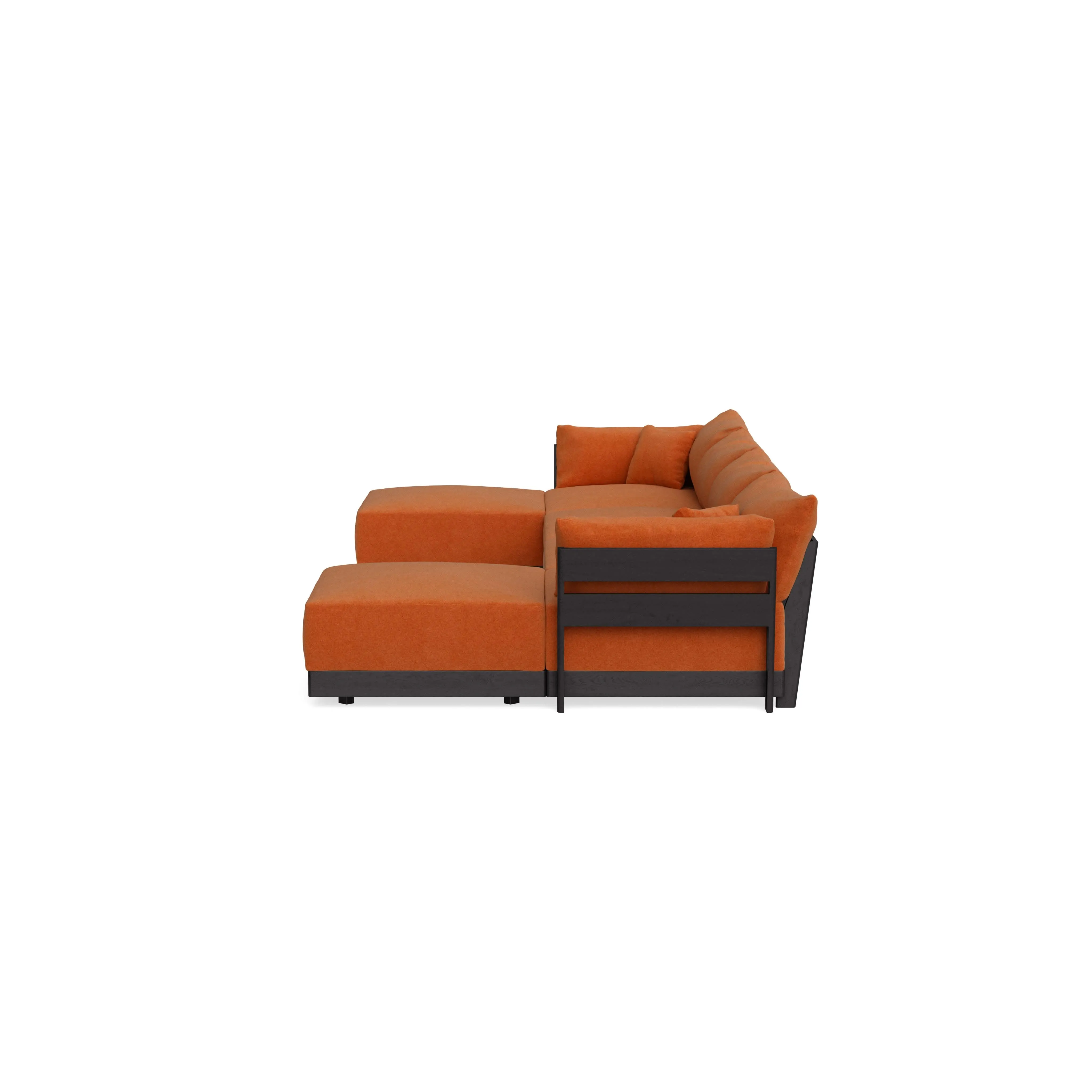 Modular Bondi Black 4-Seater U-Sectional in Terracotta | Classic Blend