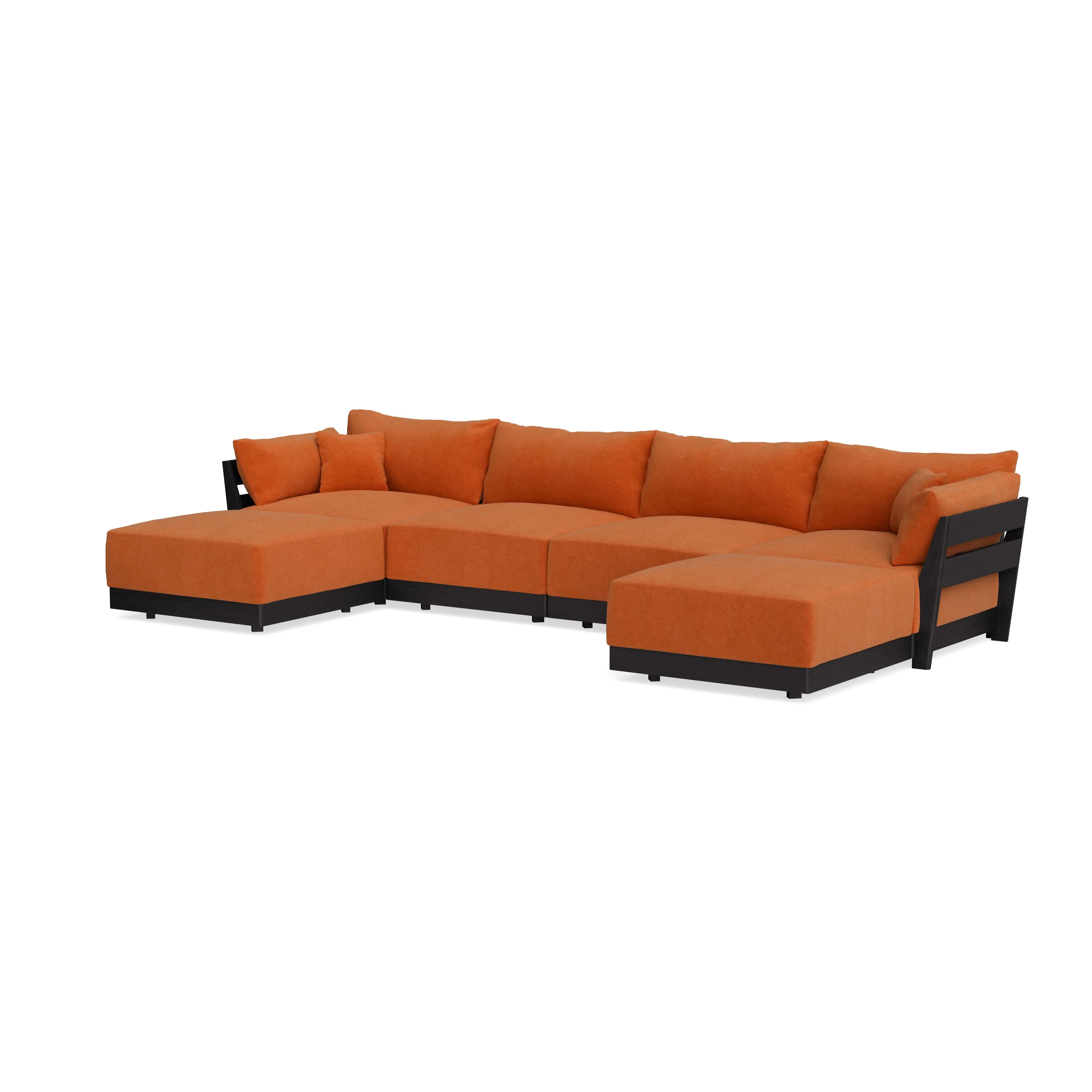 Modular Bondi Black 4-Seater U-Sectional in Terracotta | Classic Blend