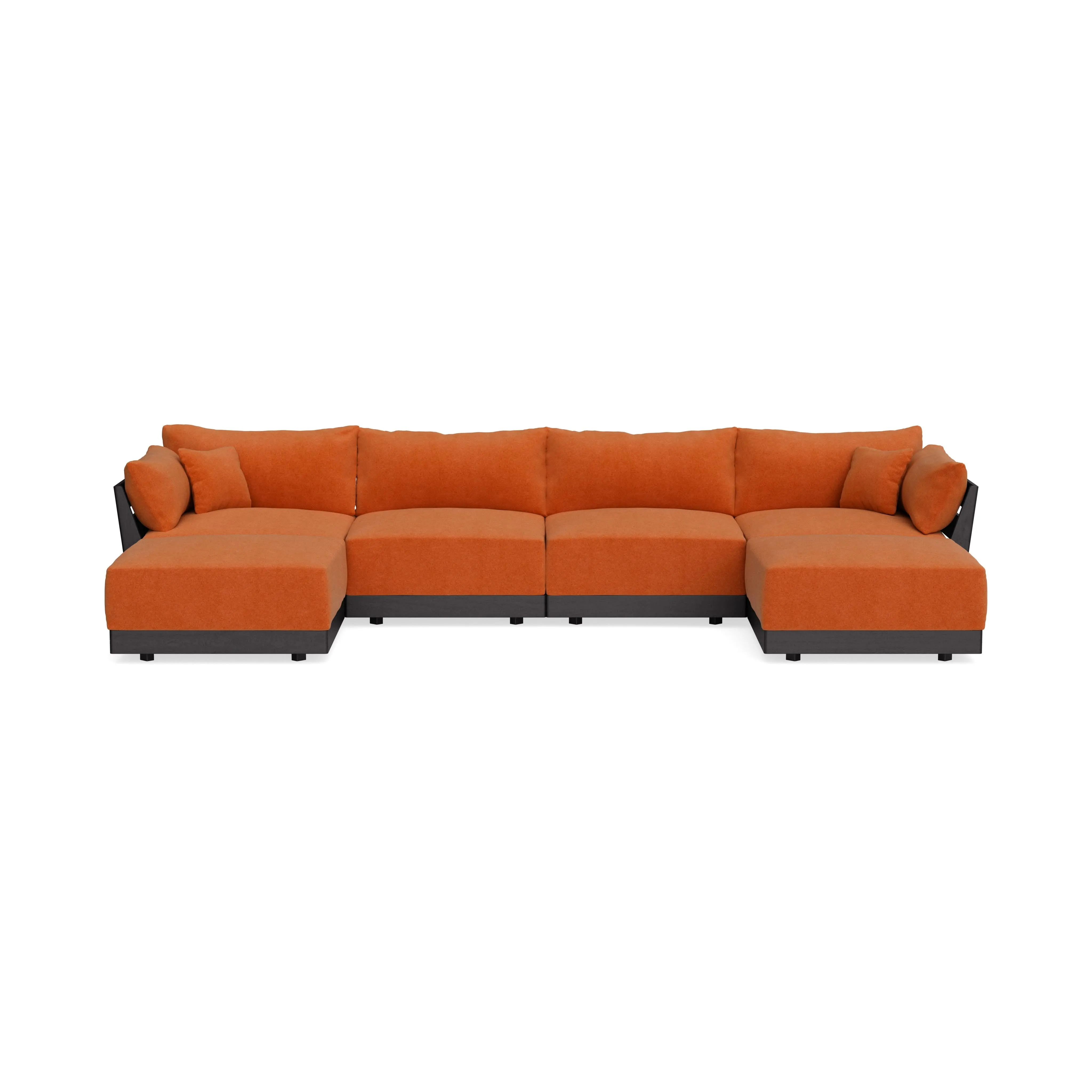 Modular Bondi Black 4-Seater U-Sectional in Terracotta | Classic Blend