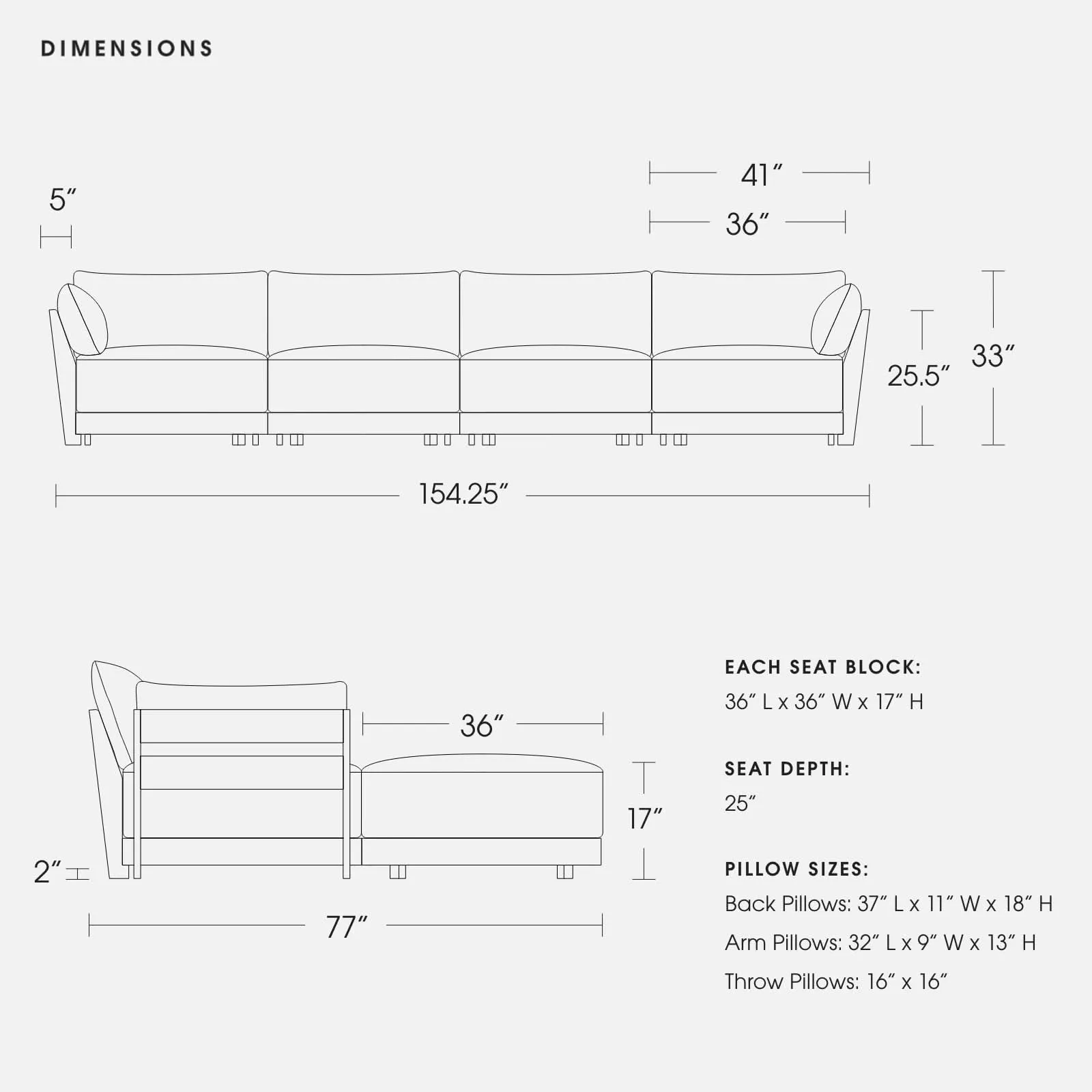 Modular Bondi Black 4-Seater U-Sectional in Terracotta | Classic Blend