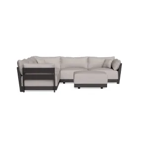 Modular Bondi Black 5-Seater Corner Sectional   Ottoman in Cloud | Classic Blend