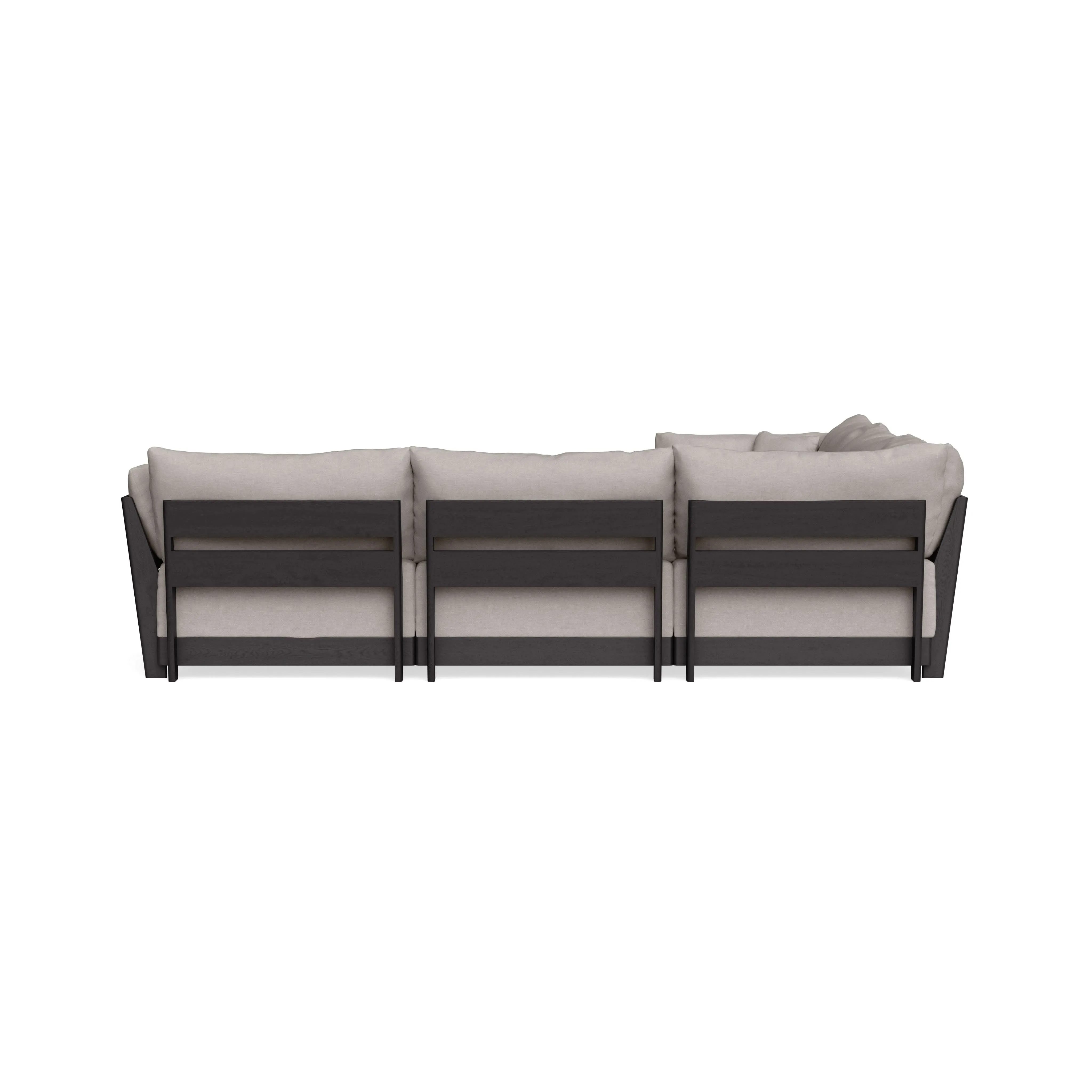 Modular Bondi Black 5-Seater Corner Sectional   Ottoman in Cloud | Classic Blend