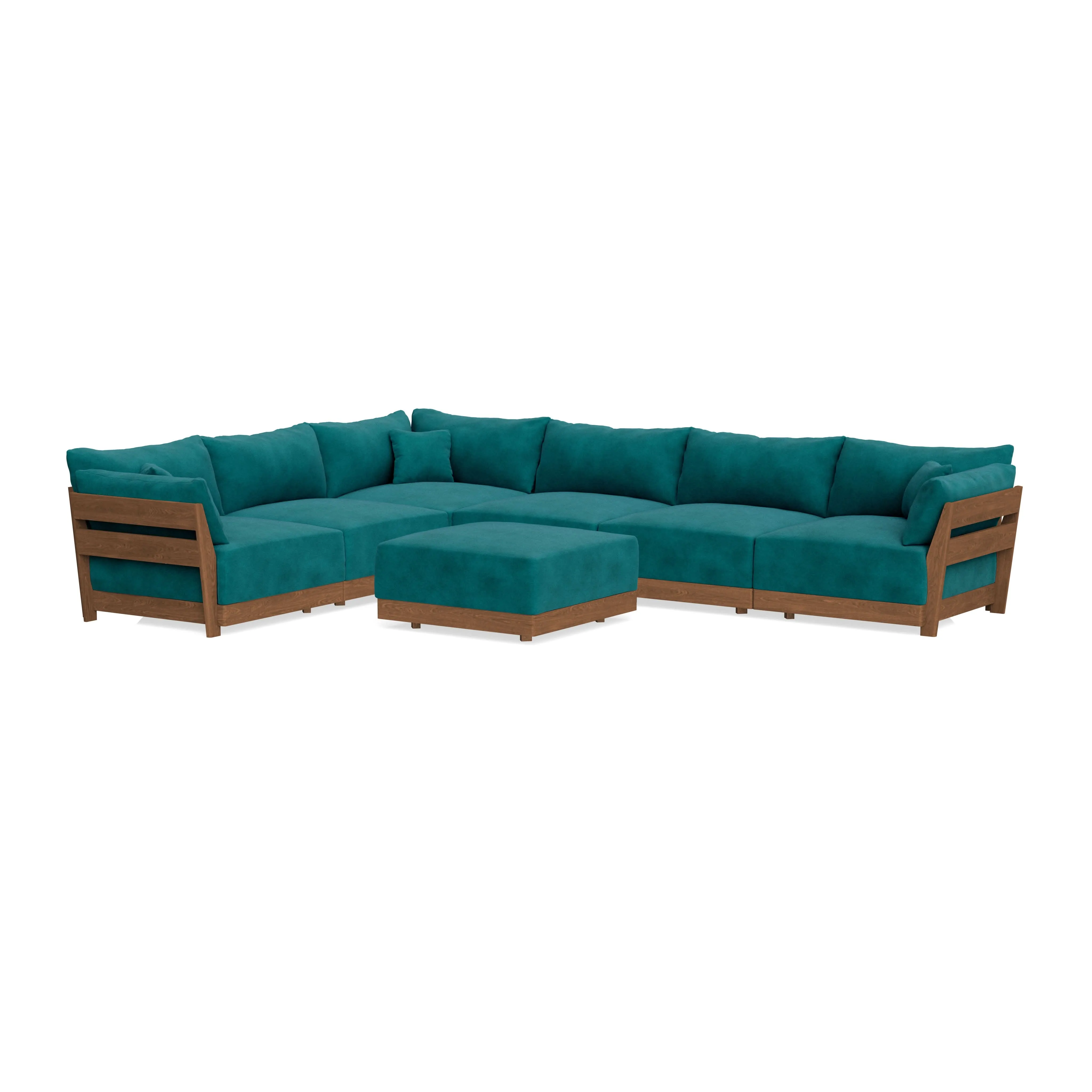 Modular Bondi Espresso 6-Seater Corner Sectional   Ottoman in Peacock | Classic Blend