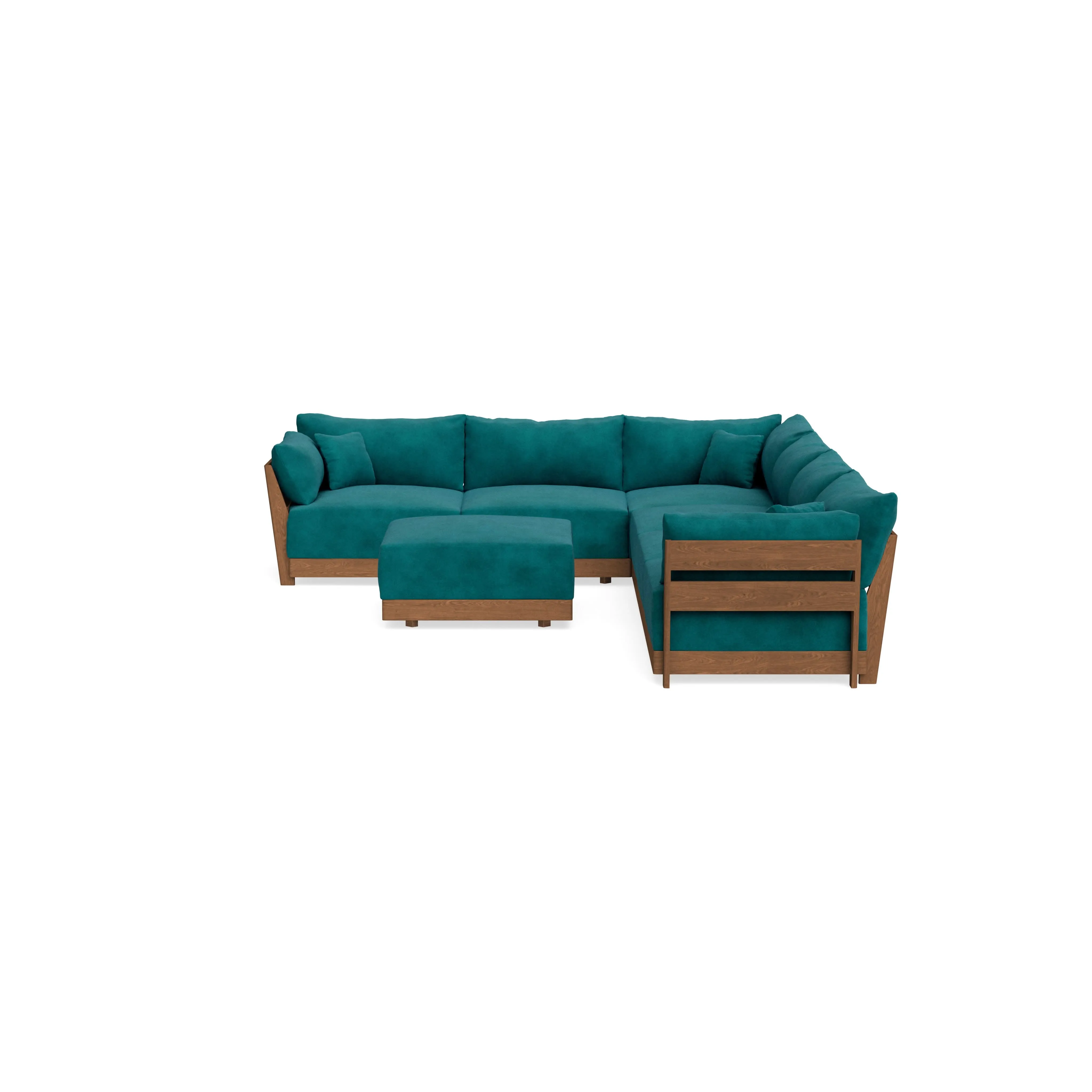 Modular Bondi Espresso 6-Seater Corner Sectional   Ottoman in Peacock | Classic Blend