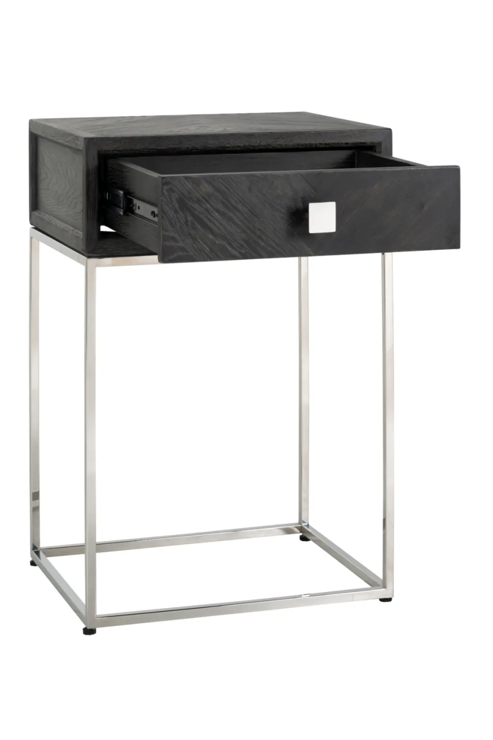 Silver Base One Drawer Bedside Table | OROA Blackbone