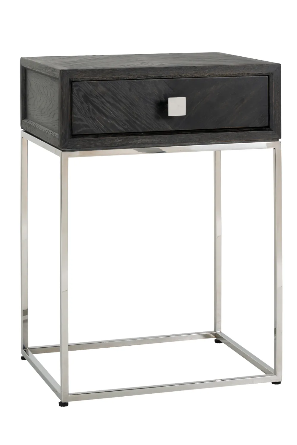 Silver Base One Drawer Bedside Table | OROA Blackbone