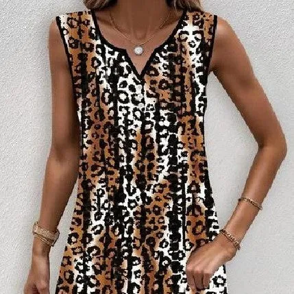 Women's Printed Sling Fashionable And Comfortable V-neck Sleeveless Dress